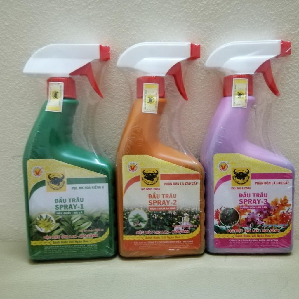 Bộ 3 Hộp Đầu Trâu Spray 1,2,3 Phân Bón Lá Cao Cấp Chuyên bón Hoa lan– Cây Kiểng