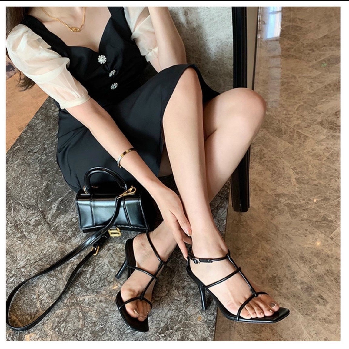 Giày sandal cao gót 7p GC008