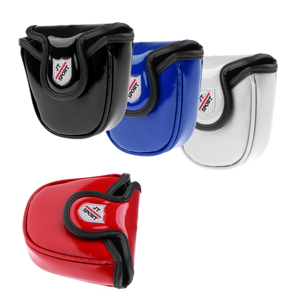 2Pcs Lightweight Golf Mallet Putter Cover, Skull Half-Mallet Headcover with Magnetic Closure - Red and Blue Color