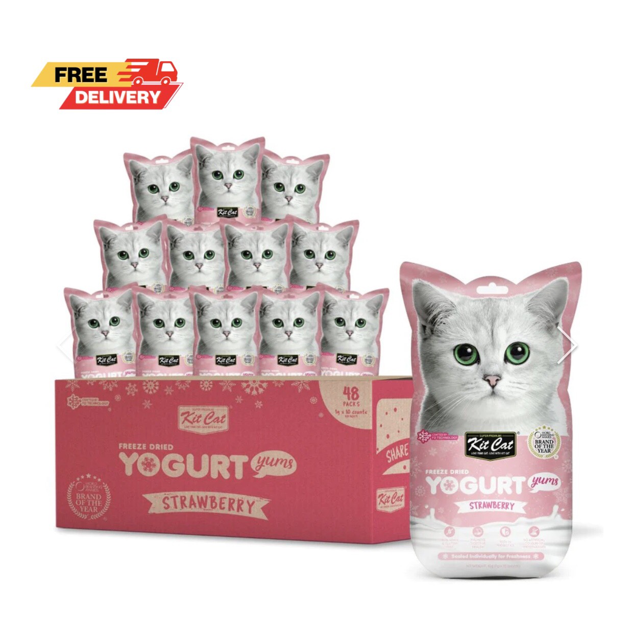 Sữa chua sấy thăng hoa Kit Cat cho mèo _ Freeze Dried Yogurt Yums Cat Treat [ Túi 10 viên