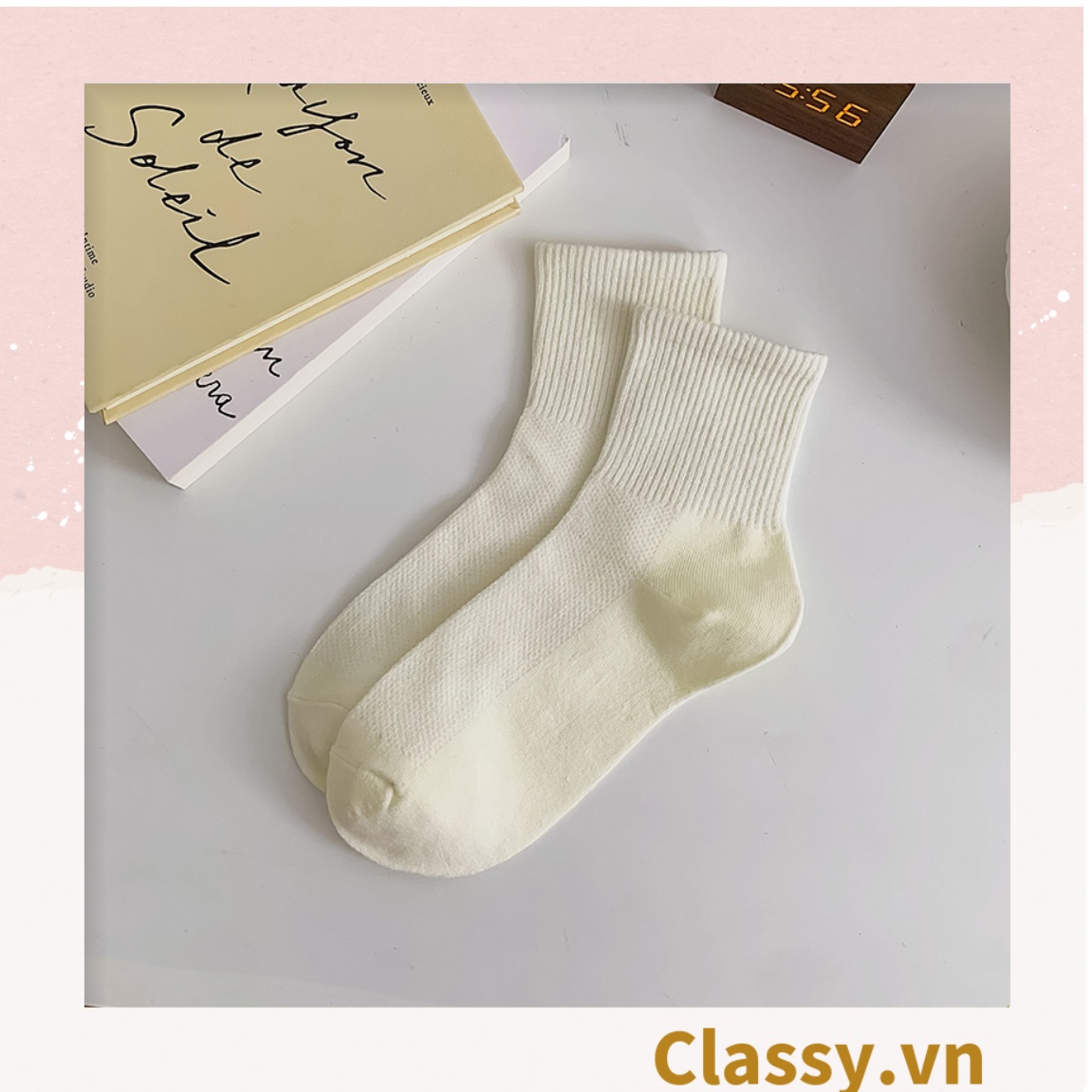 Tất cổ cao Classy,  vớ cổ cao màu trơn, có bo chun phần cổ, siêu êm chân G1471