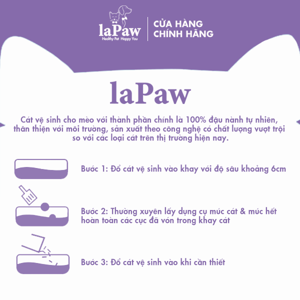 Cát đậu nành thân thiện môi trường laPaw Tofu siêu vón cục, siêu khử mùi, tan trong nước 6L