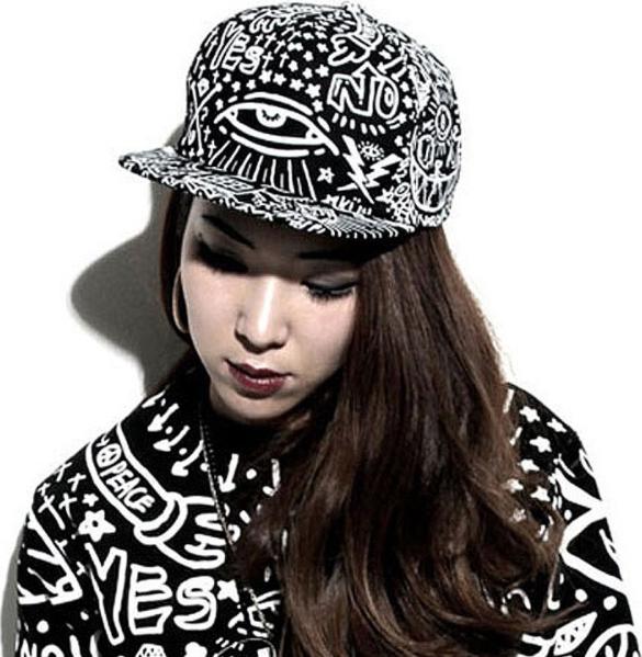 Nón mũ snapback lưỡi chai nam nữ hình con mắt nền đen