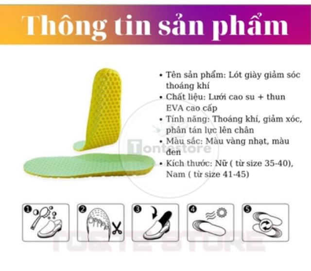 Lót giày thể thao cao su tổ ong êm chân,thoáng khí dùng cho giày tập gym, giày chạy bộ nam nữ - LG01