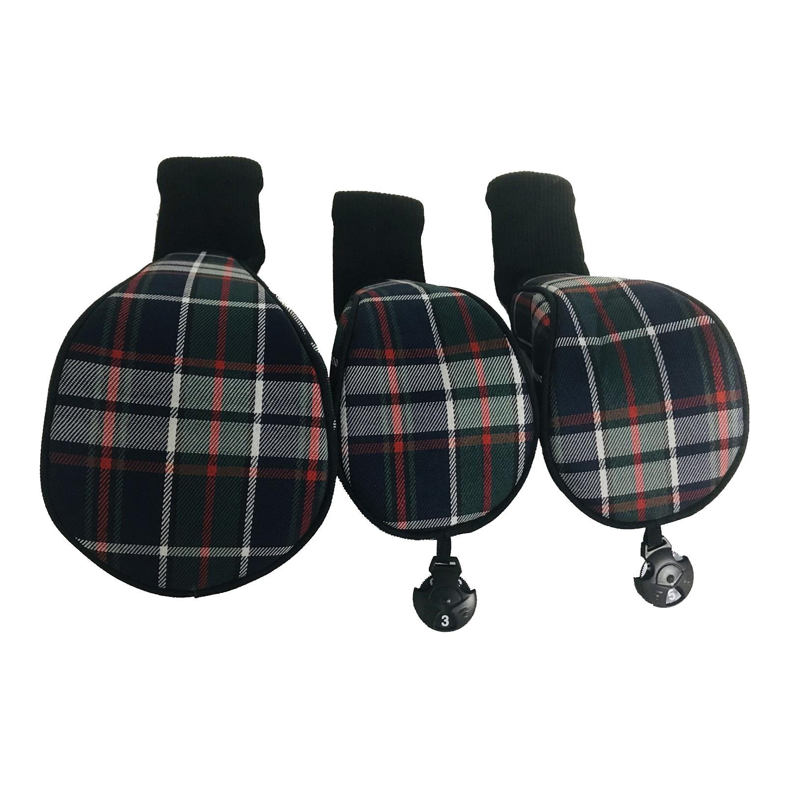 3Pcs Golf Club Head Covers Driver 1 3 5 7 X Fairway Woods Headcovers Long Neck