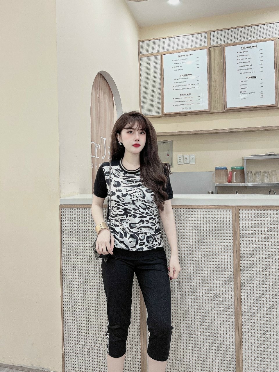 Đồ bộ lửng thun cotton họa tiết da beo