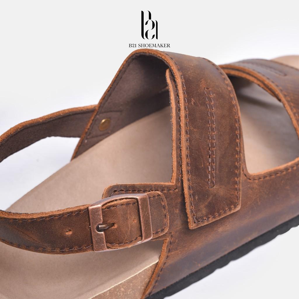 Dép Xăng Đan Đế Trấu Da Bò 2 Lớp Nam Nữ Quai Hậu Dép Sandals Quai Ngang Đế Cao UNISEX phong cách Retro Vintage Classic