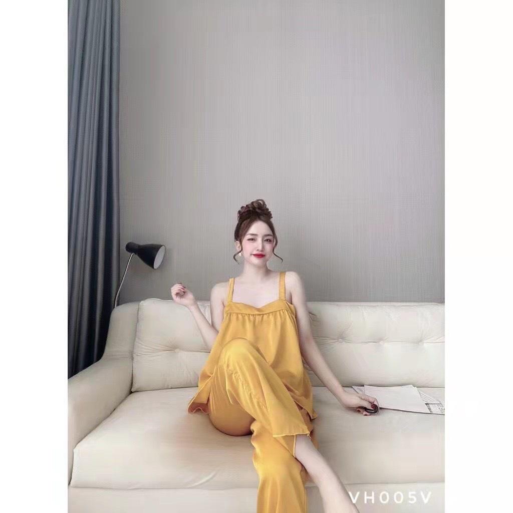 (BN1) Bộ Đồ Ngủ Pyjama Lụa Gấm Cao Cấp - Áo 2 Dây Sexy - Hàng Quảng Châu Cao Cấp