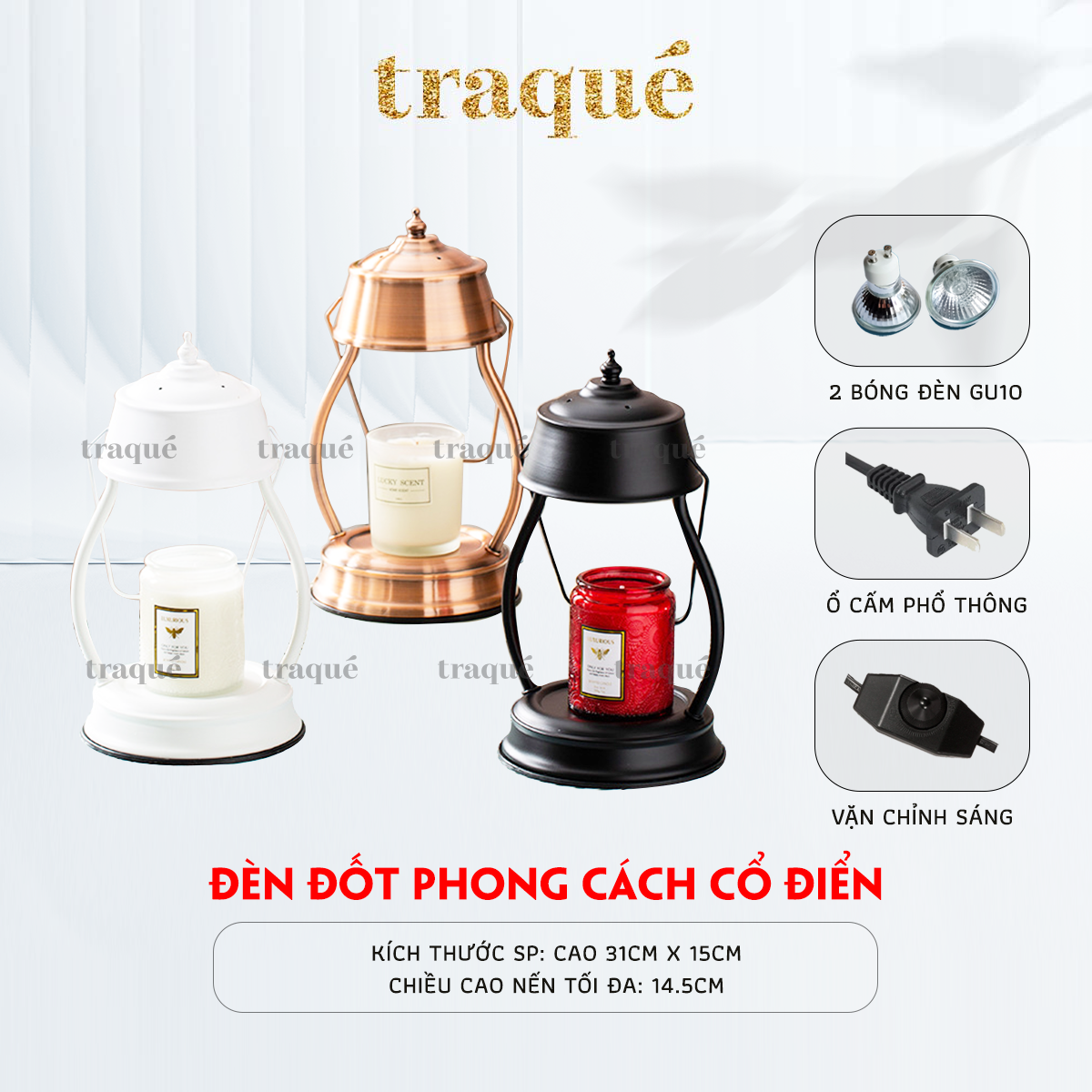 Đèn đốt nến thơm, an toàn, sang trọng, phù hợp mọi không gian