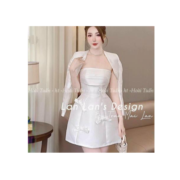 ĐẦM CÚP NGỰC KÈM ÁO KHOÁC KHỈ  Mẫu Mới 2023 - Thiên Mây QC012