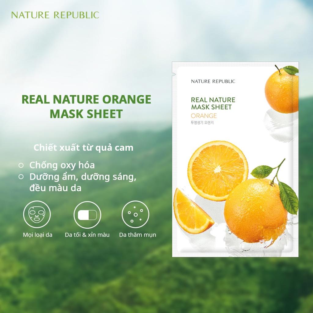 Combo 5 Mặt Nạ Giấy Cấp Ẩm, Dưỡng Trắng Da Nature Republic Real Nature Mask Sheet 23ml x 5