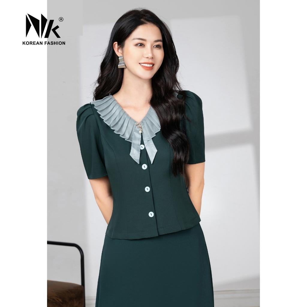 Set Áo Ký Giả Cổ Xếp Ly Kết Hợp Chân Váy Xòe NK Fashion Phong Cách Thanh Lịch Phù Hợp Môi Trường Công Sở NKBD2203010