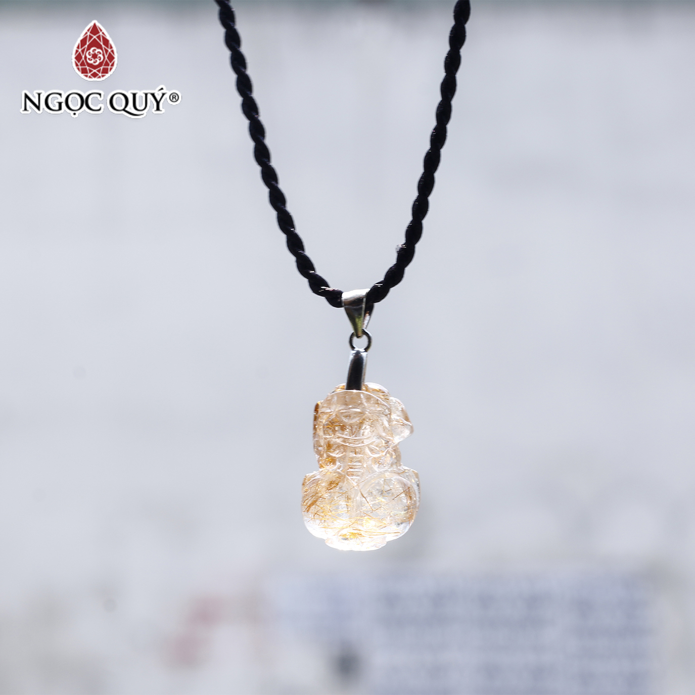 Mặt dây chuyền tỳ hưu thạch anh tóc đỏ cam mệnh hỏa, thổ - Ngọc Quý Gemstones