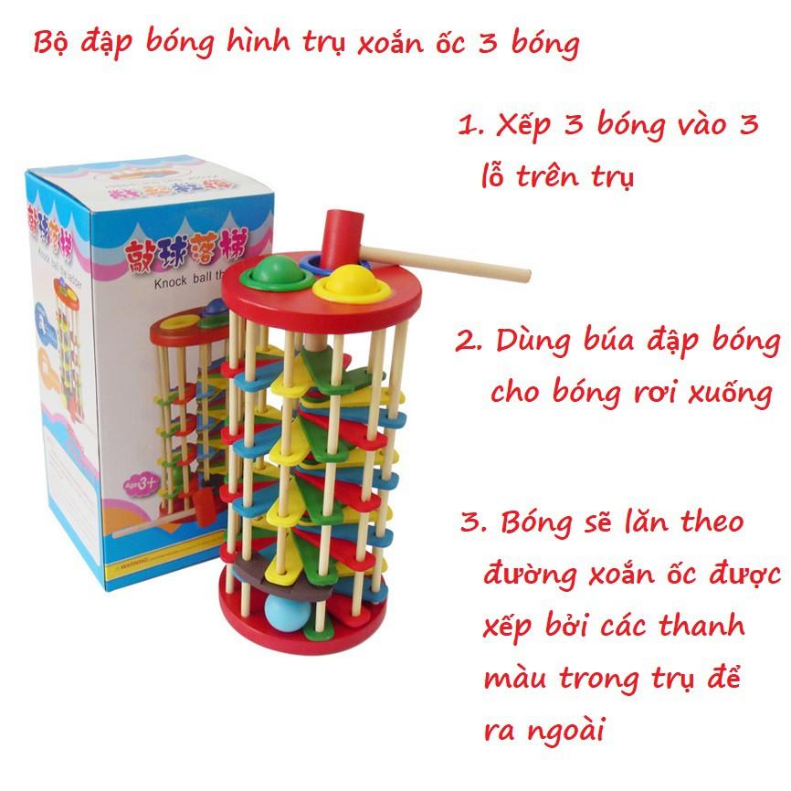 Bộ đồ chơi đập bóng lốc xoáy-thang lăn bóng nhiều màu cao cấp-giúp phát triển tư duy trí tuệ cao cho bé KB216028