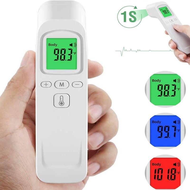 Infrared Forehead Digital Thermometer Gun IR Laser Non Contact Thermometer with 3 Color Backlight Display for Baby Adults Indoor