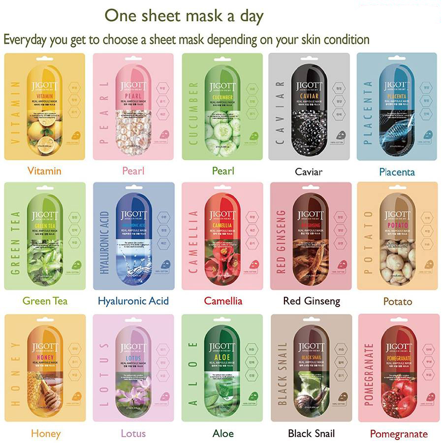 Mặt nạ dưỡng da cấp ẩm Jigott Hyaluronic Acid Real Ampoule Mask
