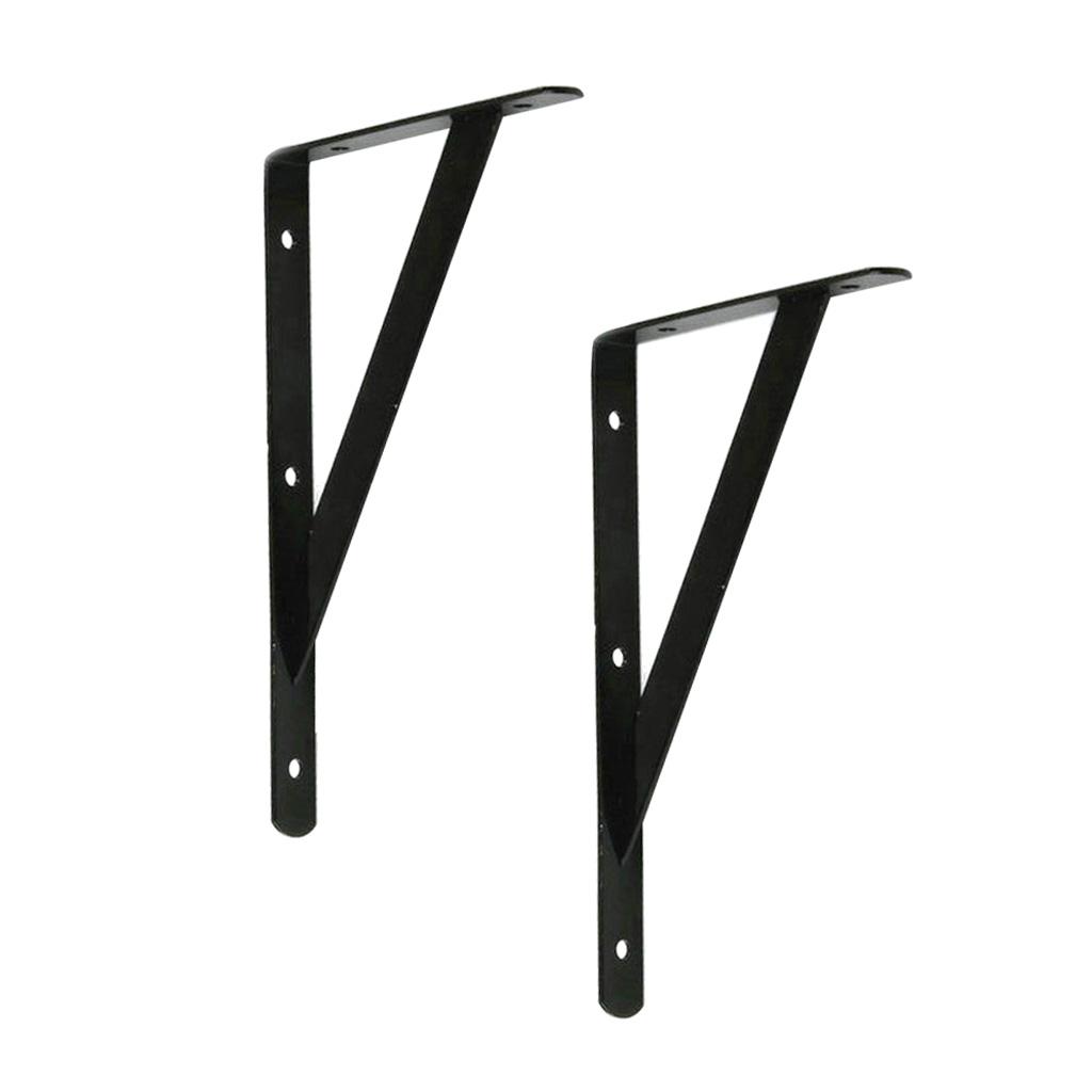 2X Pack 2 Metal L Shaped Wall Bracket Support DIY Home Decor 200x120x2mm,Black