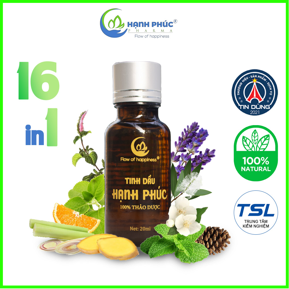 Tinh Dầu Hạnh Phúc 20ml, 100% Thiên Nhiên - Hương Chanh, Sả, Thông, Quế, Tràm Gió - Xông Mũi, Thơm Phòng, Đuổi Muỗi