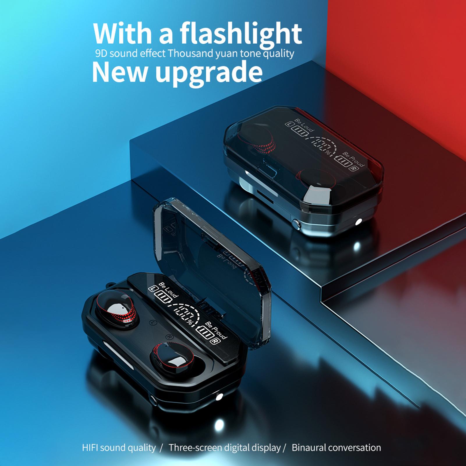 Tai nghe không dây A18 BT5.1 Tự động ghép nối Âm thanh độ trung thực cao HiFi Màn hình kỹ thuật số chống nước IPX7 có đèn pin