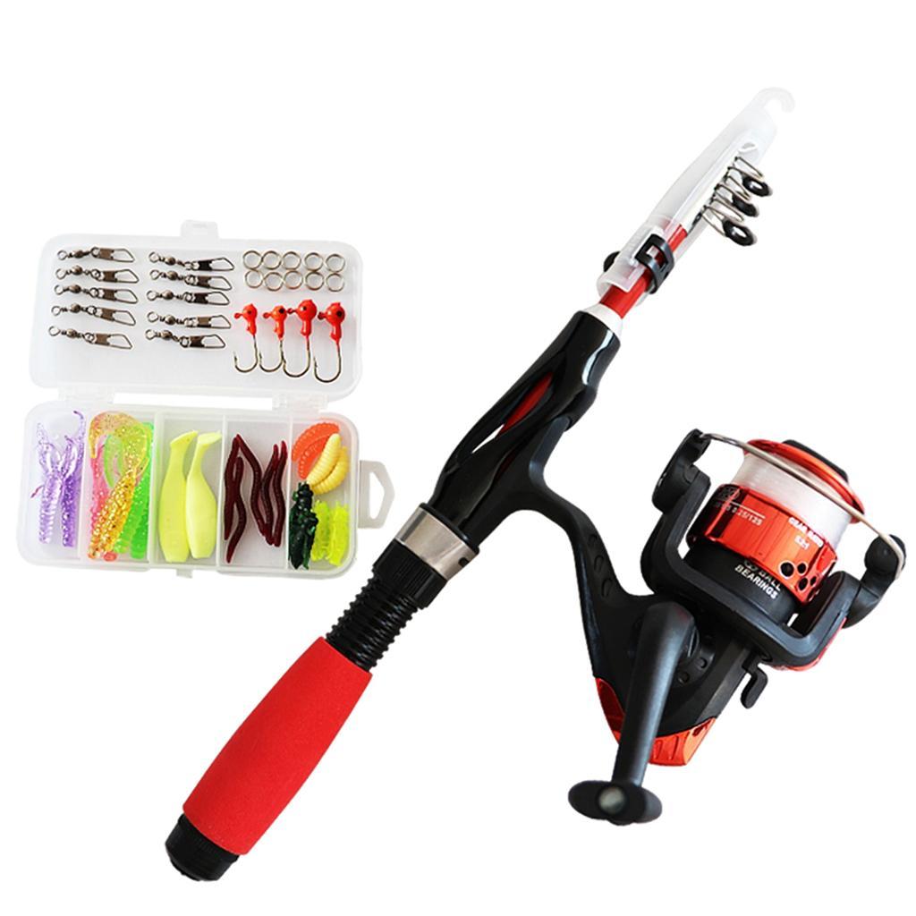 Telescopic Fishing Pole Reel Children Reel Youth Box Red
