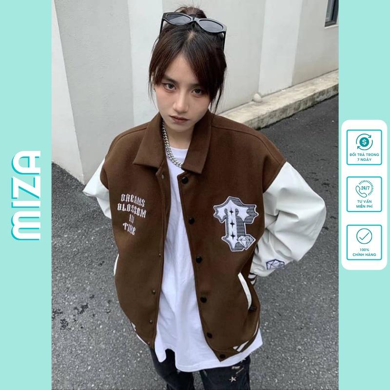 Áo khoác nữ nam nhung bomber unisex gió jacket cúc bấm form rộng local brand ulzzang phong cách hàn quốc đep Chữ T