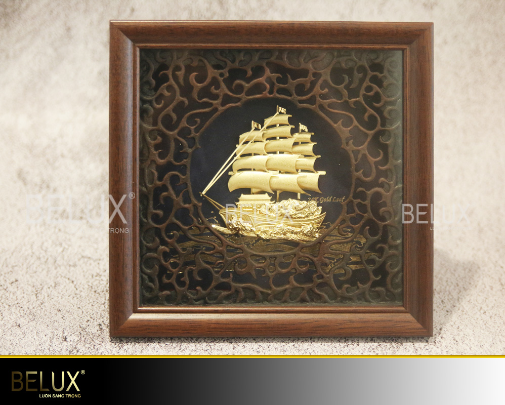 Tranh thuận buồm xuôi gió dát vàng 24k 20×20 cm