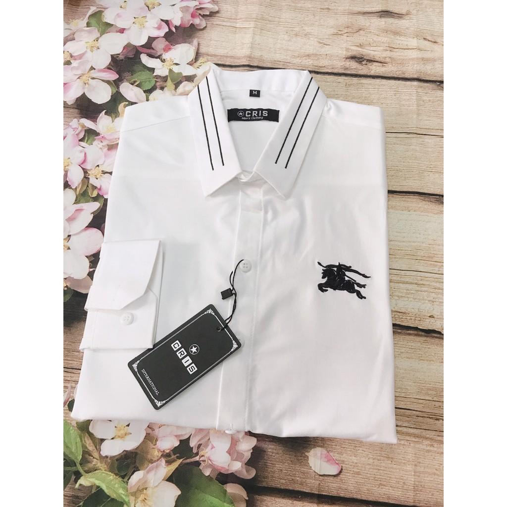 Áo Sơ Mi Nam Thêu Họa Tiết 2 Màu Trắng Đen - Aru Shop