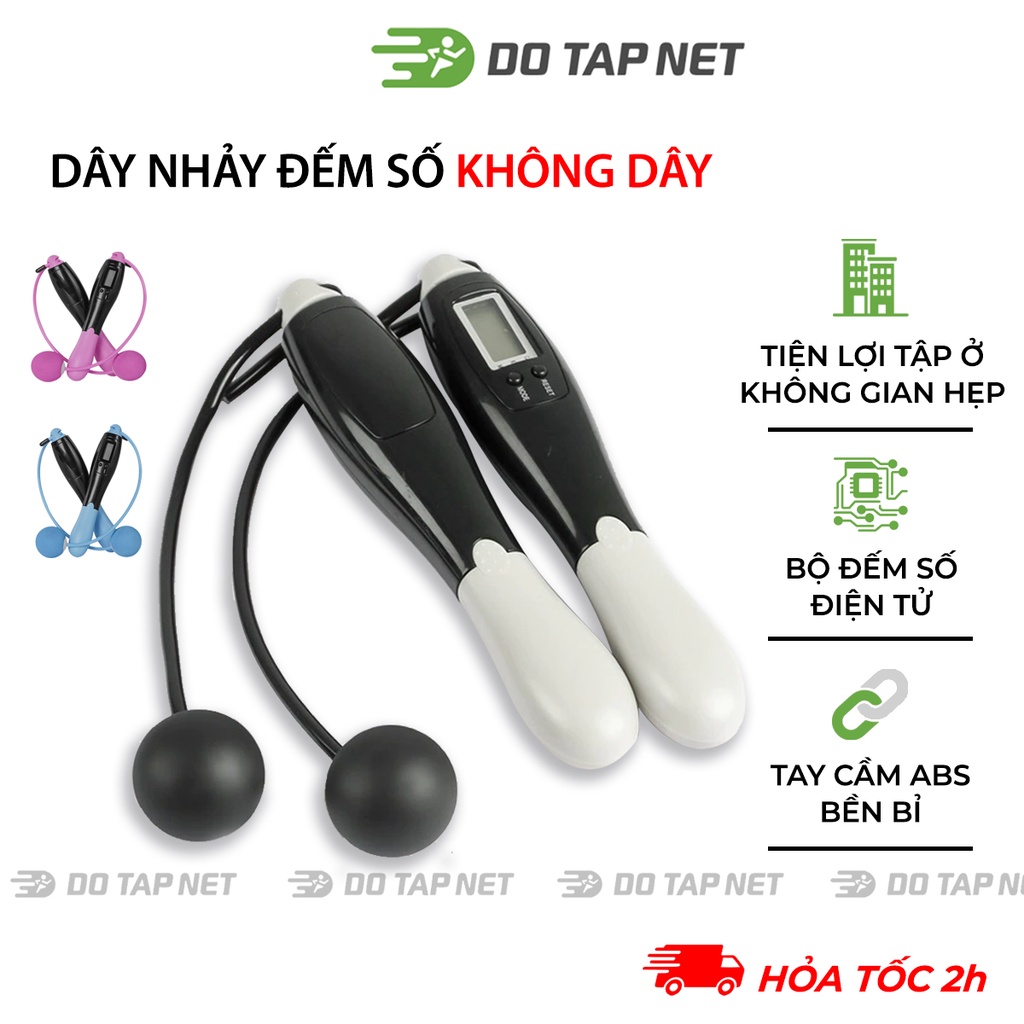 Dây Nhảy Đếm Số Vòng Tự Động, Dây Nhảy Không Dây, 4 Chế Độ, Chống Trượt, dây PVC lõi thép cao cấp