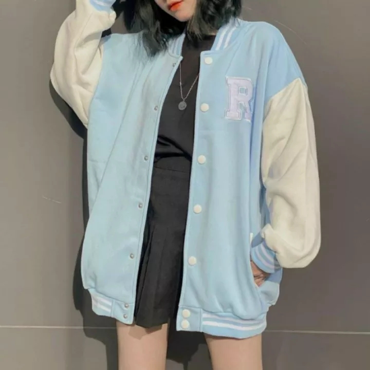 Áo Khoác Cardigan Bomber Thêu R Nỉ Ngoại Hàng Shop - Form Rộng Unisex - THIÊN HÀ SHOP ÁO KHOÁC