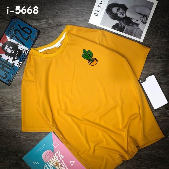 Áo Thun Nữ Tay Lỡ Logo Xương Rồng