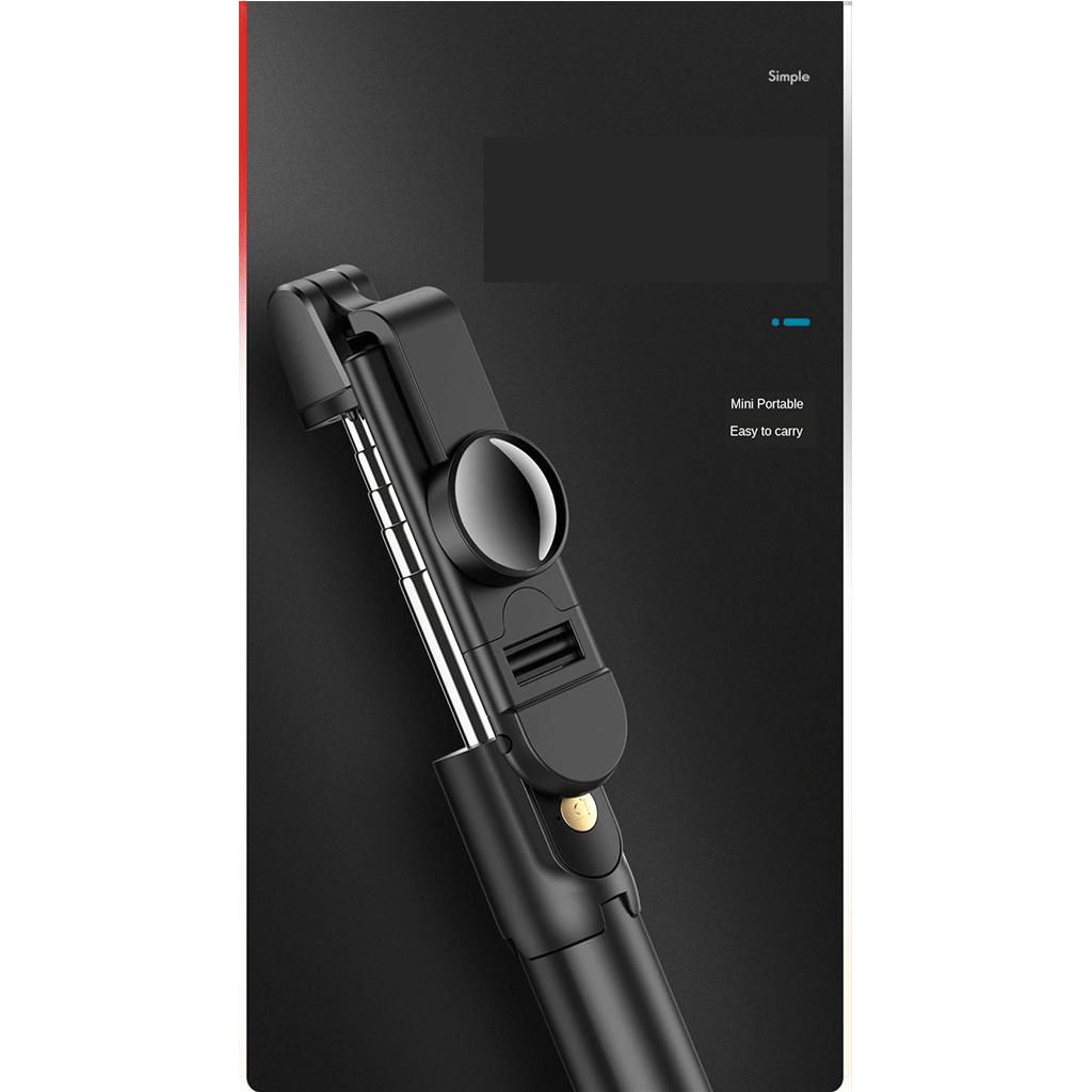 Wireless Bluetooth Selfie Stick w/Fill Light Tripod Remote Control Black