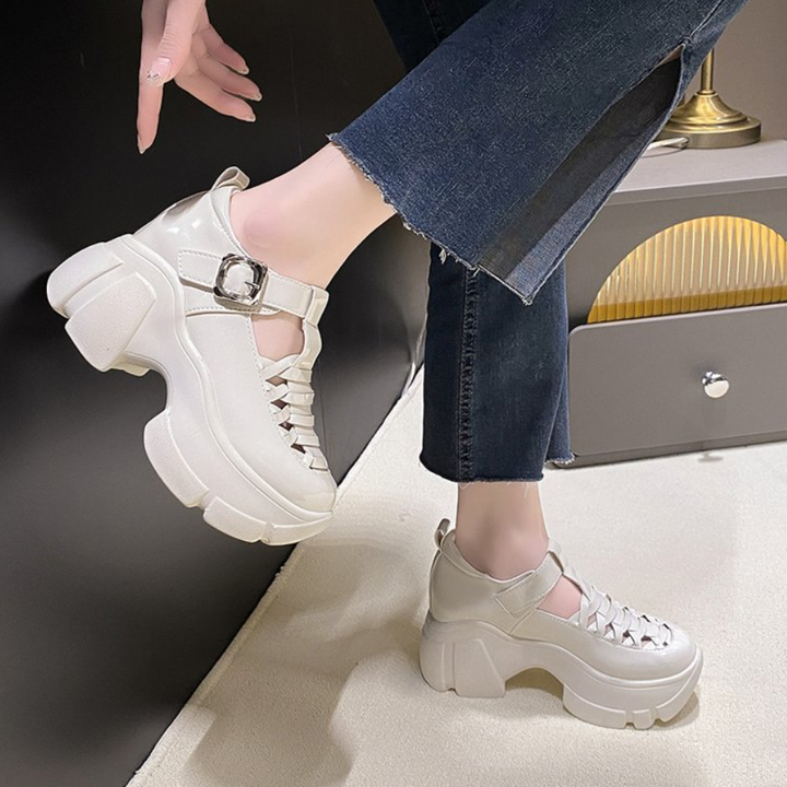 Giày Nữ Đế Xuồng 9cm Siêu nhẹ da bóng mềm PS479-1319