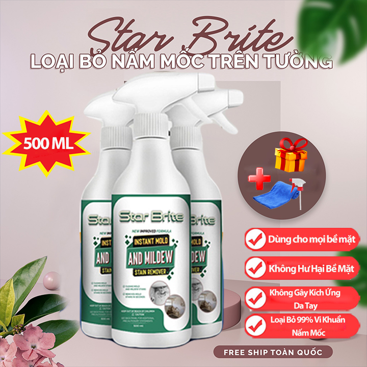 [Tặng Khăn Lau] Chai Xịt Tẩy Mốc Tường STAR BRITE 500ml - Làm Sạch Vết Rêu Mốc Lâu Ngày Trên Tường, Sàn Nhà Đá Hoa