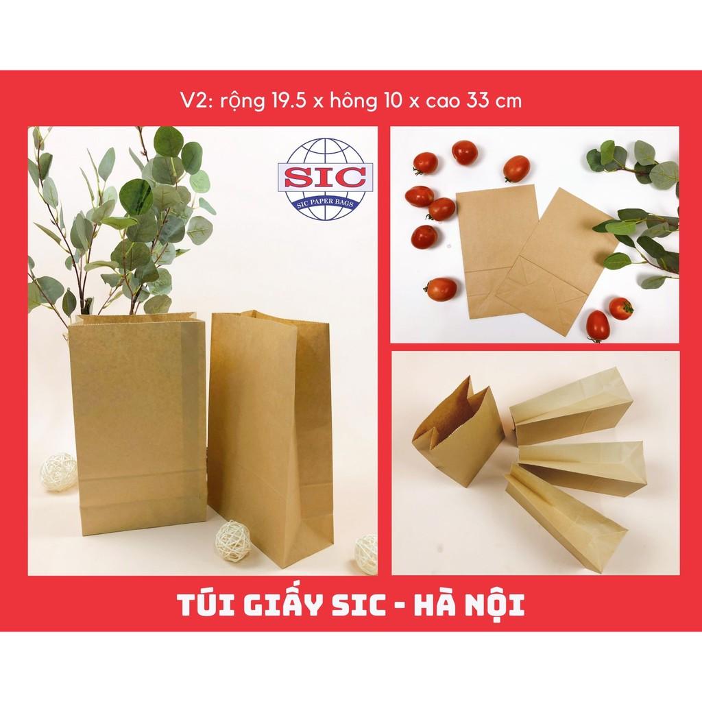 100 CHIẾC TÚI GIẤY KRAFT V2: 19.5X10X33 KHÔNG QUAI ( ẢNH THẬT)