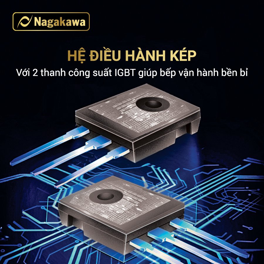 Miễn phí giao lắp toàn quốc - Bếp Đôi Điện Từ Nagakawa NK2C05MB - Made in Malaysia - Bảo hành 5 năm - Hàng Chính Hãng