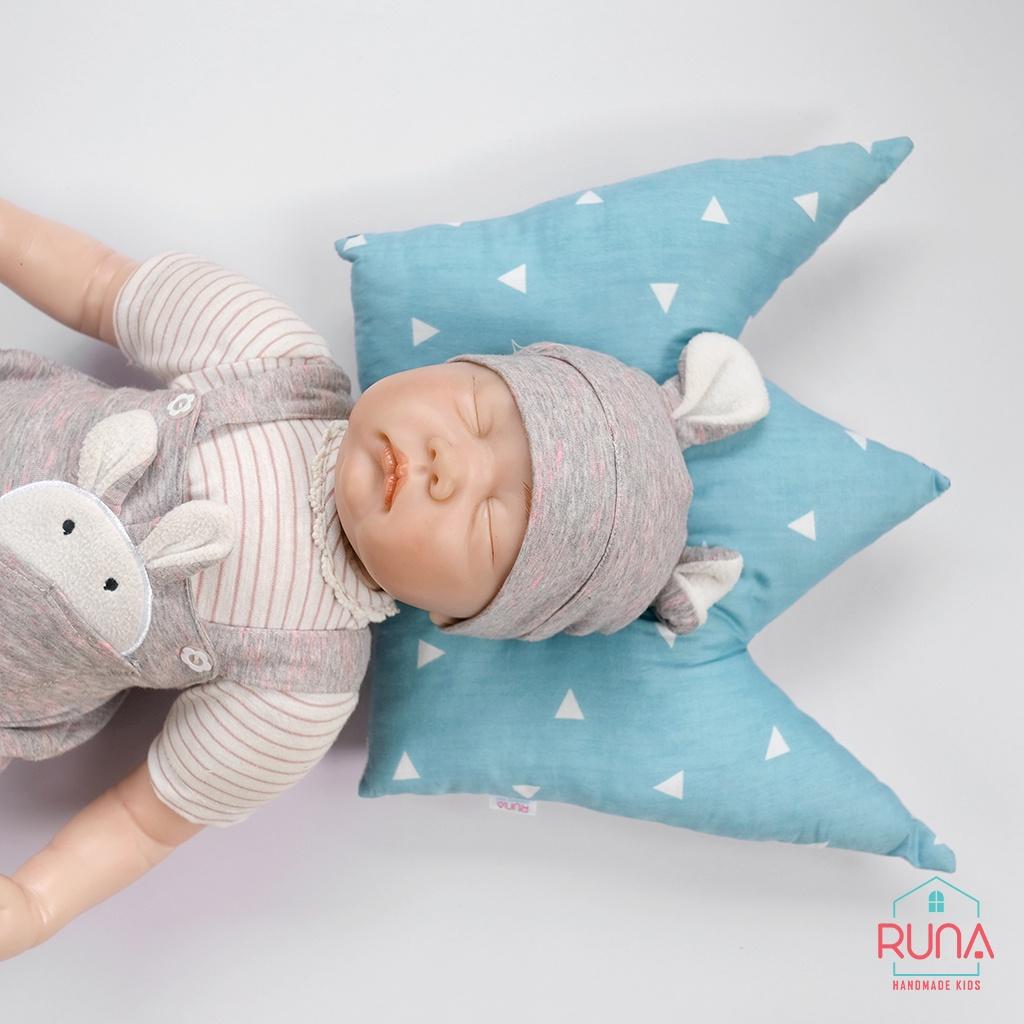 Gối lót chống bẹp đầu cho trẻ sơ sinh RUNA KIDS Cotton Hàn 100% hình vương miện đáng yêu mềm mịn giúp bé ngủ ngon