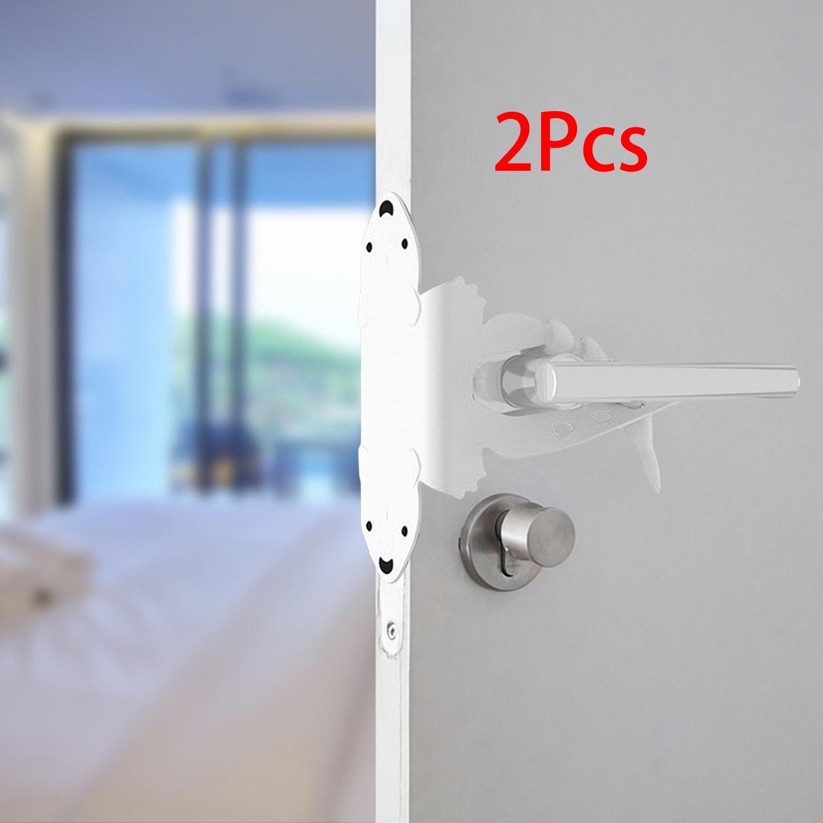 2x White Silicone Door Cushion Latch Cover Adjustable Cute Bear for Nursery