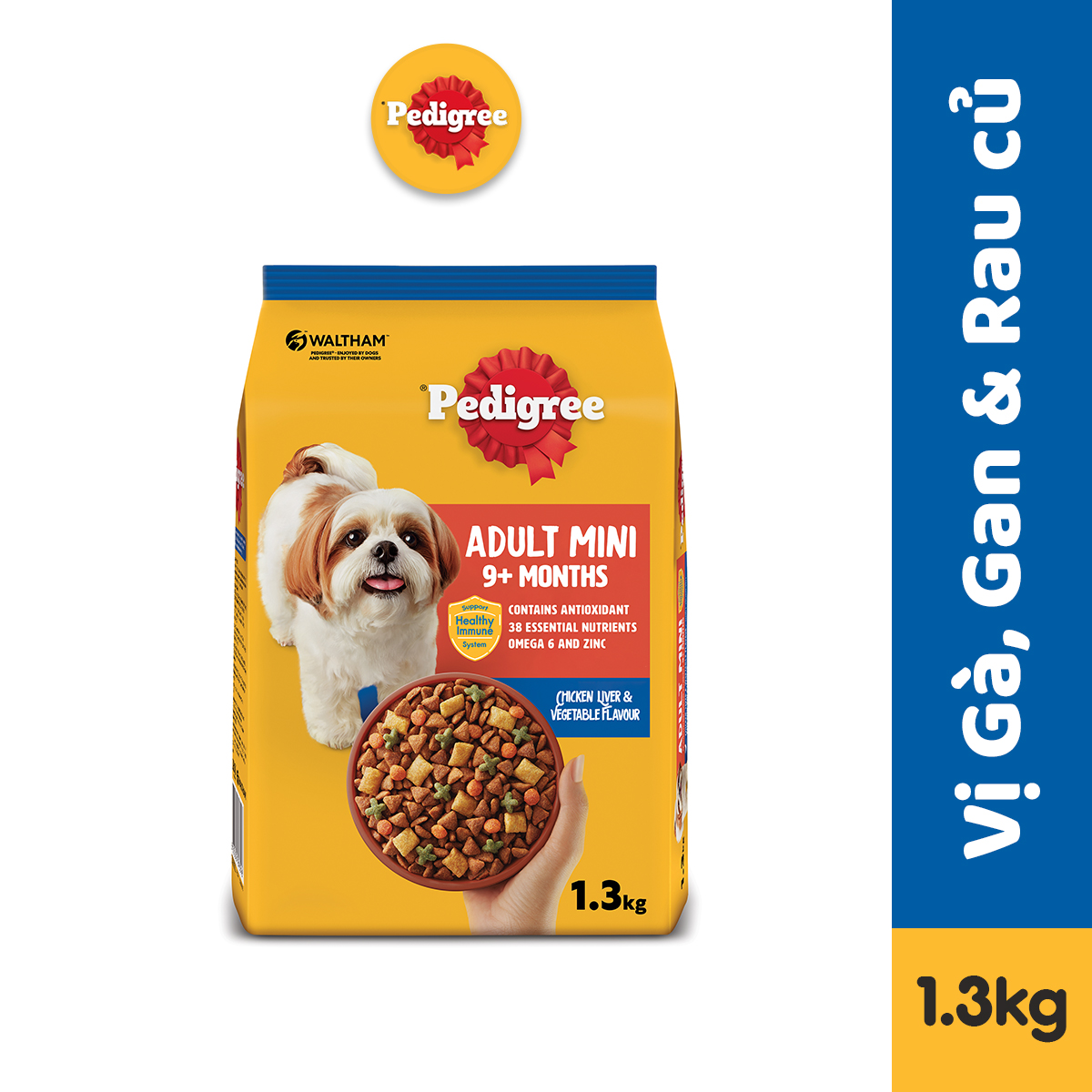 Thức ăn chó Mini Pedigree vị gà, gan & rau củ 1.3kg