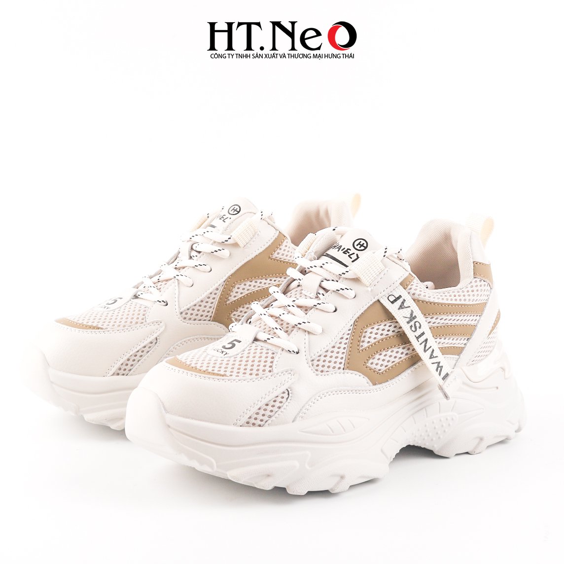 Giày thể thao, giày sneaker nữ đế cao su đúc, đế cao, chất liệu da kết hợp vải lưới, kiểu dáng trẻ trung, đi êm chân, thoải mái TTN19