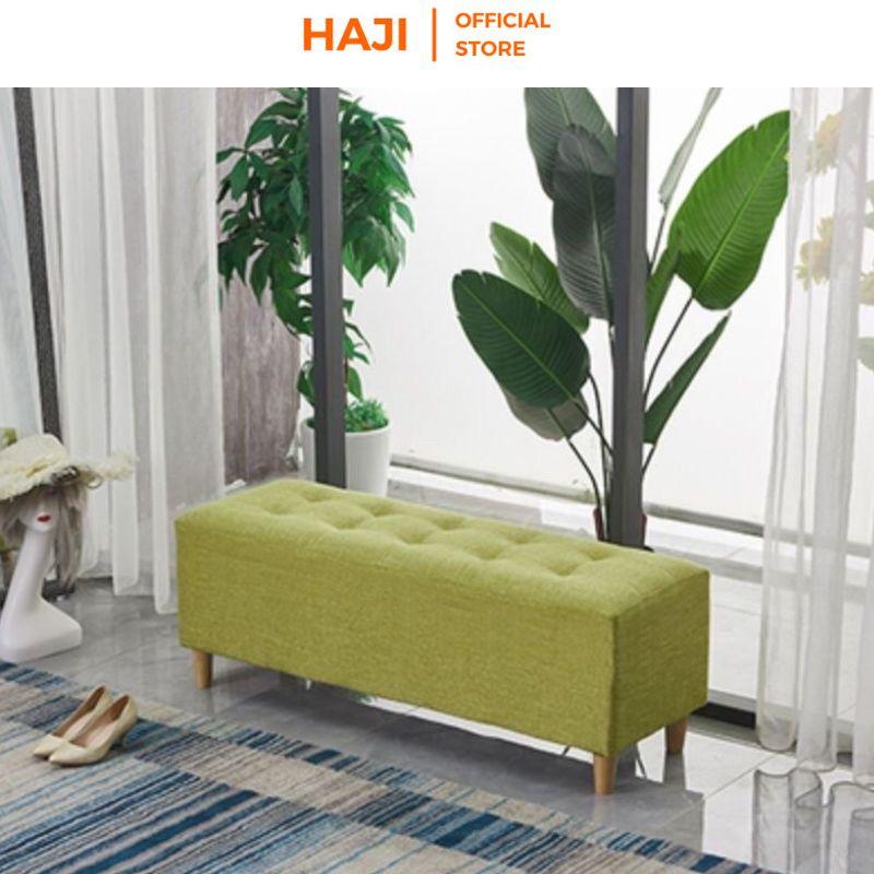 Ghế đôn dài HAJI cực êm ái, khung chân gỗ chắc chắn màu sắc trendy thích hợp để phòng khách E10