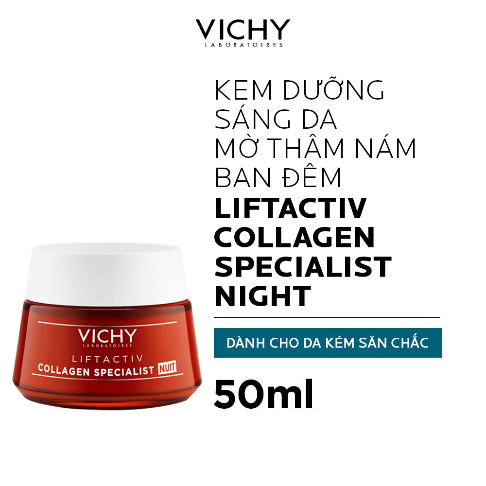 Bộ sản phẩm giảm thâm nám, đốm nâu và dưỡng da, làm sáng da ban đêm Vichy Liftactiv Collagen Specialist nuit
