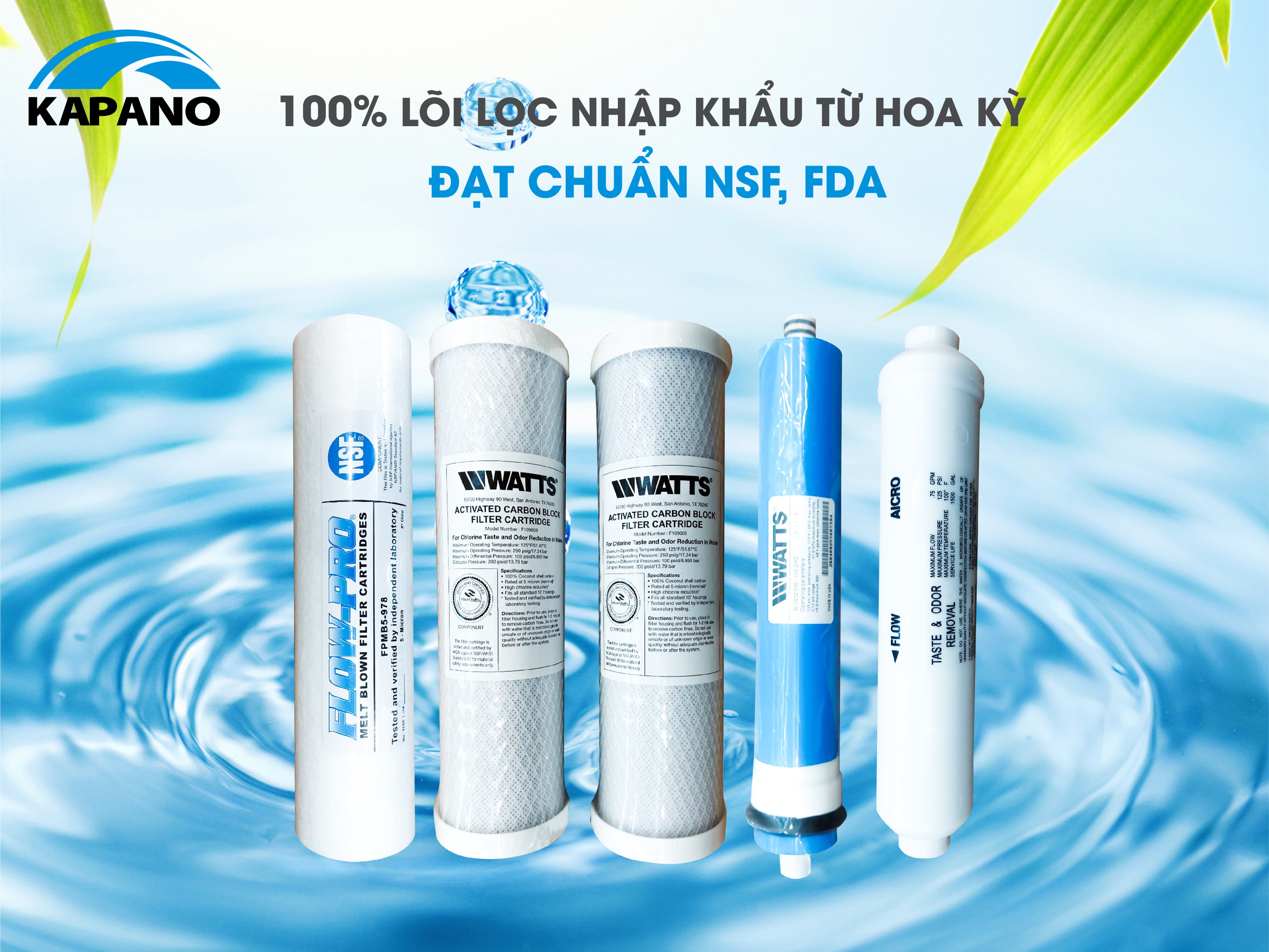 Máy lọc nước RO tủ kính cường lực Kapano 15 lít/giờ RO5-USA-100B - Hàng chính hãng