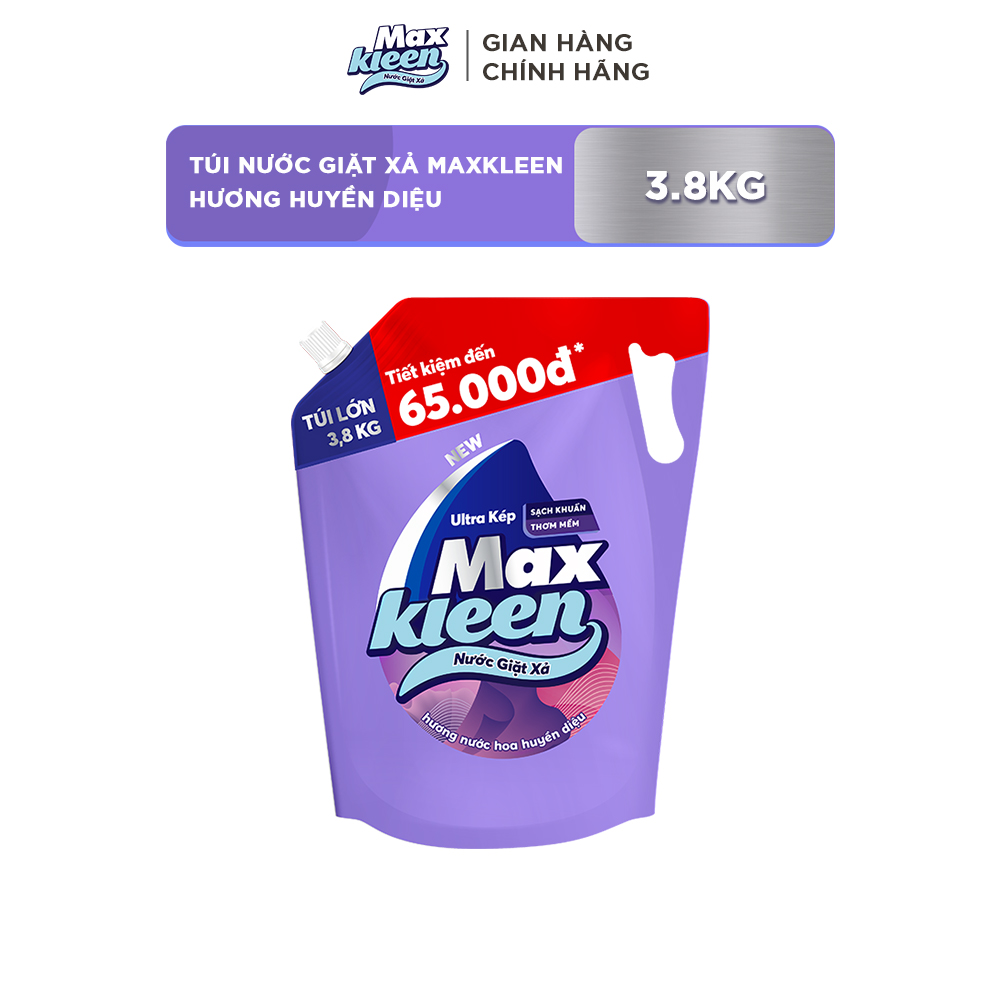 Túi Nước Giặt Xả Maxkleen Hương Nước Hoa Huyền Diệu (3.8kg)