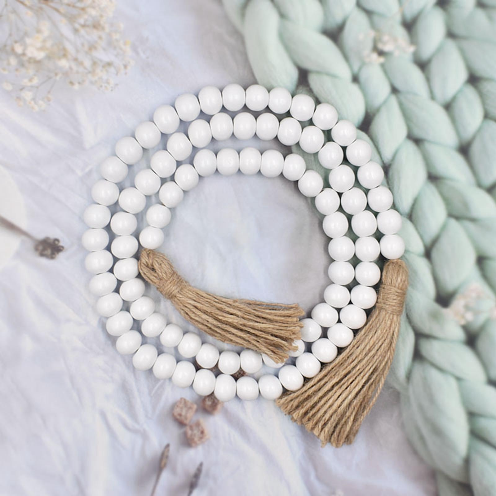 Wood Bead Garland with Tassels - Grey