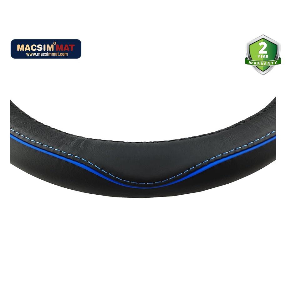 Bọc vô lăng cao cấp Maserati màu đen xanh chất liệu da thật 100%, size M phù hợp các loại xe - mã 8477