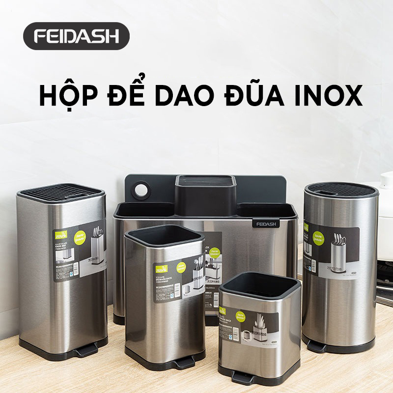 Hộp Đựng Dao Dĩa Đũa Bằng Thép Không Gỉ Cao Cấp Thương Hiệu FEIDASH