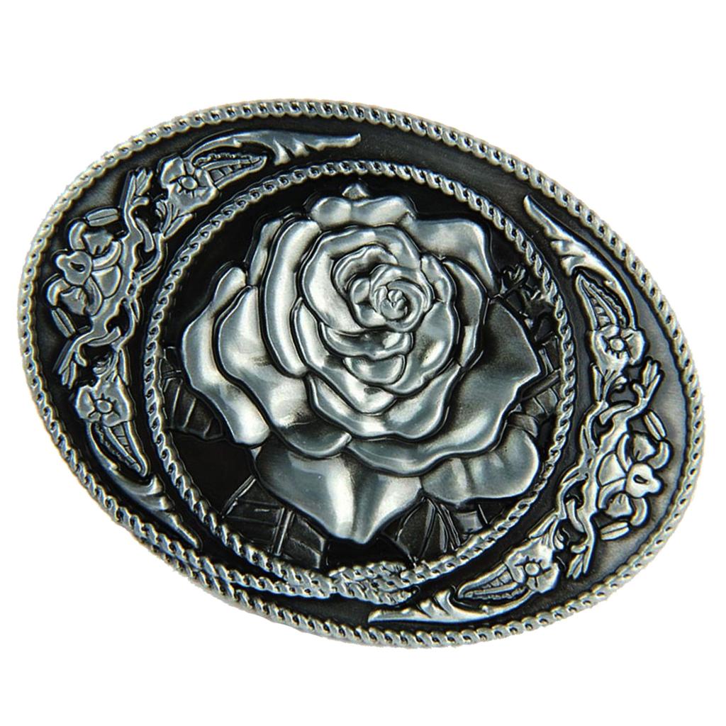 2pcs Classic Retro Belt Buckle Alloy Pink Flowers Carved Cowboy