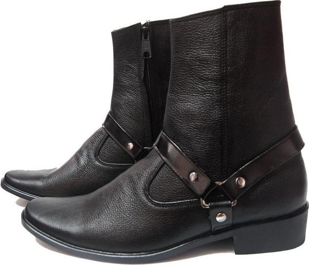 Giày Boots Nam Kéo Khóa Cao Cổ Da Bò Thật B96