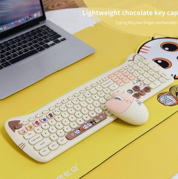 Mofii Phím Chuột Không Dây Geezer Cat Plus Nâu 60019036 - Hàng chính hãng