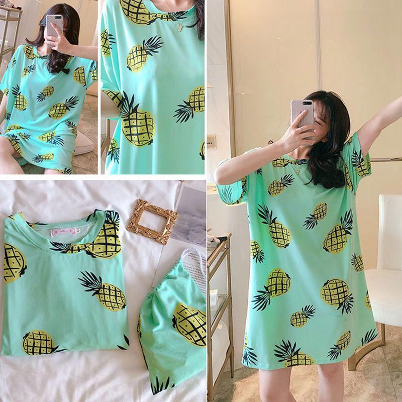 Đầm Ngủ Ngắn Tay Dáng Rộng Xinh Xắn Dành Cho Nữ